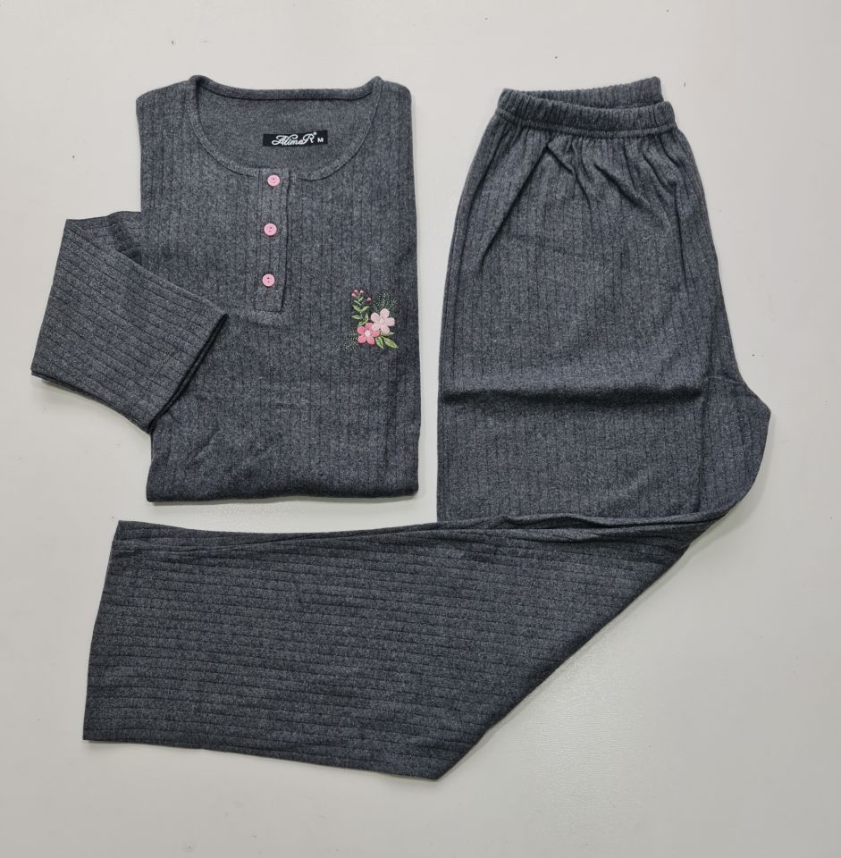 Alimer Uzun Kol Yumoş Füme Kadın Pijama Takım