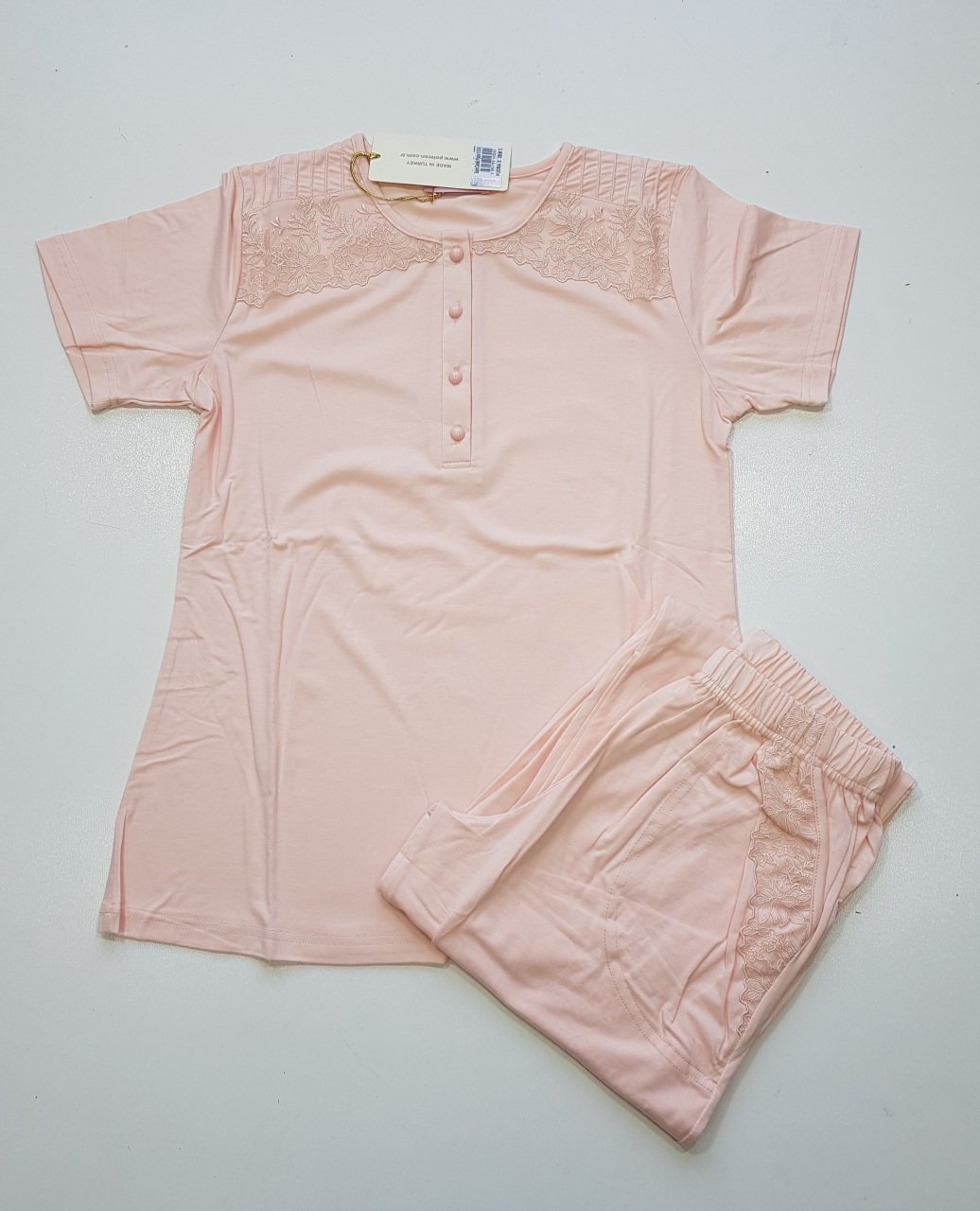Poleren Yazlık Kısa Kol Kadın Pijama Takım