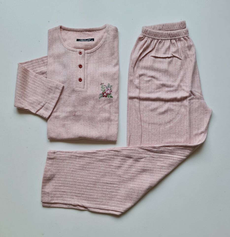 Alimer Uzun Kol Yumoş Pudra Kadın Pijama Takım