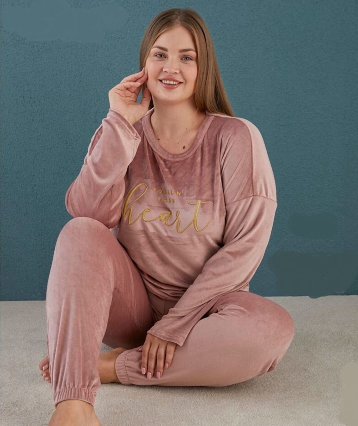 Mihra Kadın Battal Kadife Pijama Takım