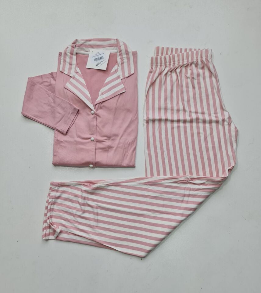 Pijamoni Uzun Kol Yazlık Kadın Pijama Takım