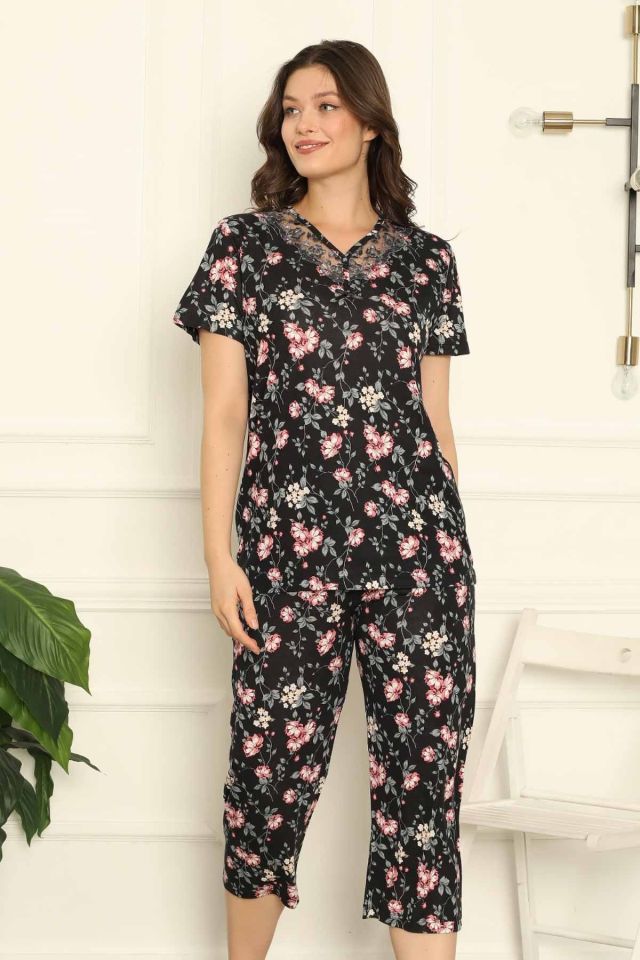 Alimer Kısa Kol Yazlık Kadın Kapri Pijama Takım