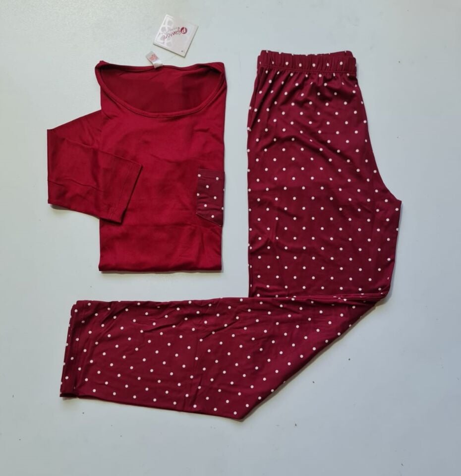 Pijamoni Uzun Kol Yazlık Kadın Pijama Takım