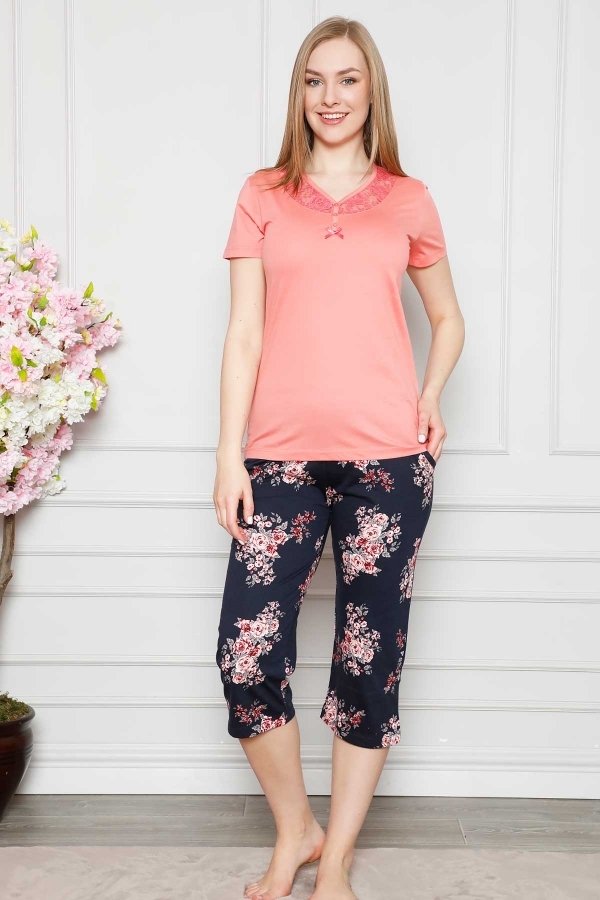 Alimer Kısa Kol Yazlık Kadın Kapri Pijama Takım