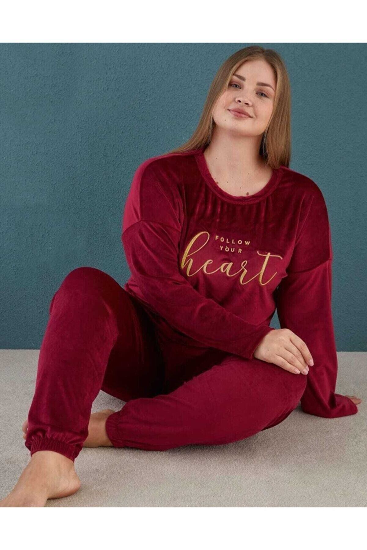 Mihra Kadın Battal Kadife Pijama Takım
