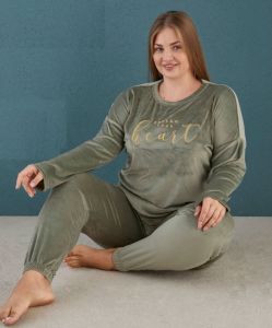 Mihra Kadın Battal Kadife Pijama Takım