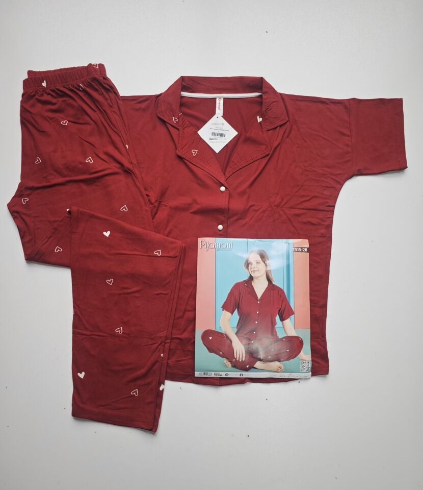 Pijamoni Kısa Kol Yazlık Kadın Pijama Takım