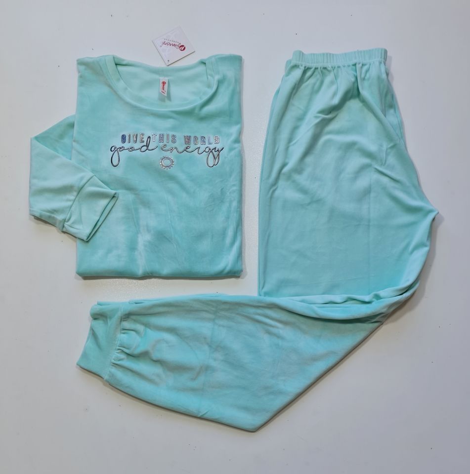 Pijamoni Kadın Battal Kadife Pijama Takım
