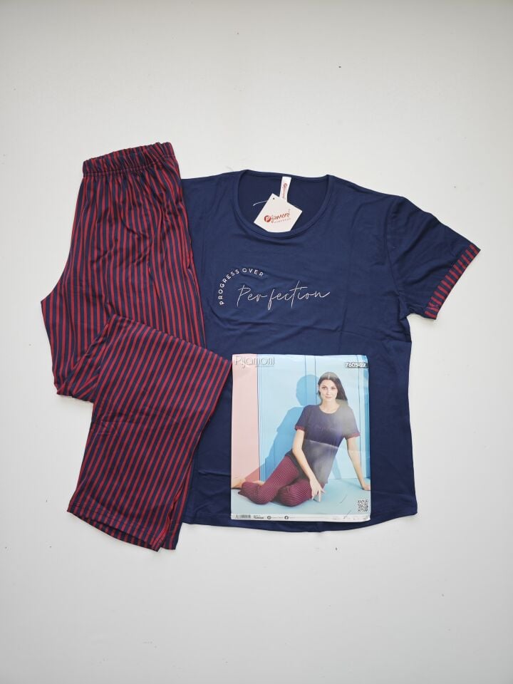 Pijamoni Kısa Kol Yazlık Kadın Pijama Takım