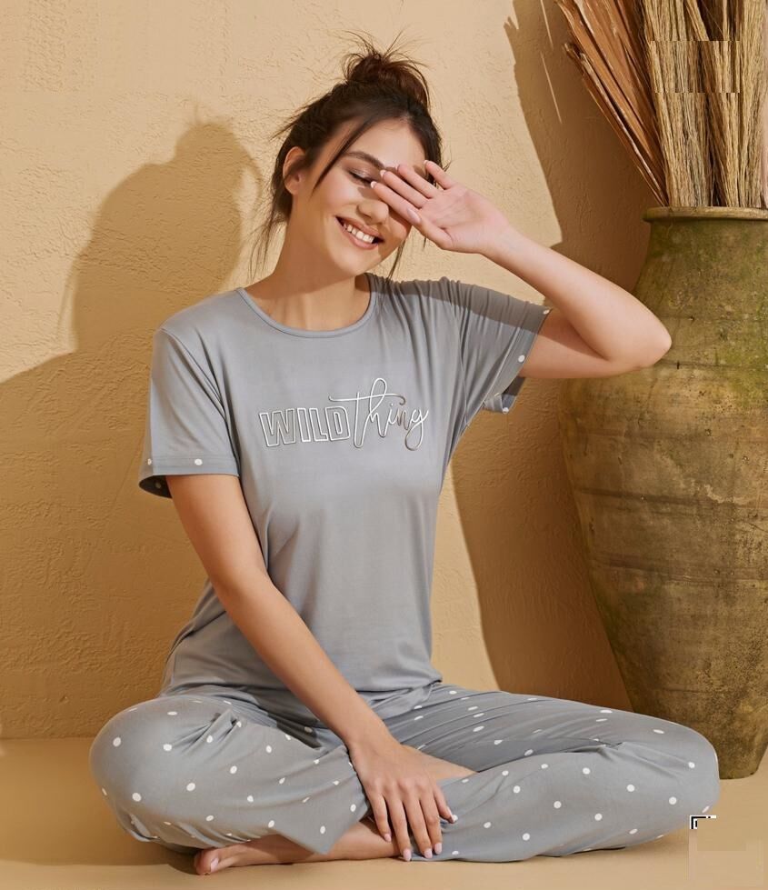 Pijamoni Kısa Kol Yazlık Kadın Pijama Takım