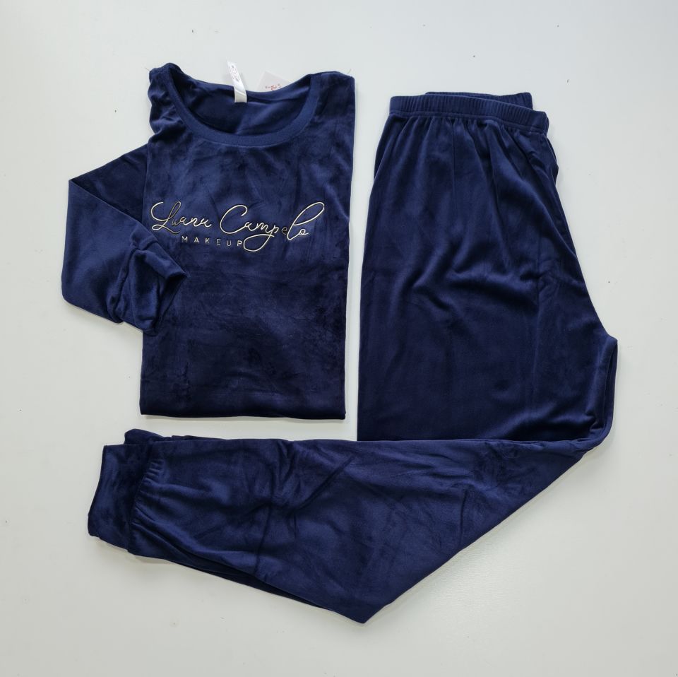 Pijamoni Kadın Battal Kadife Pijama Takım