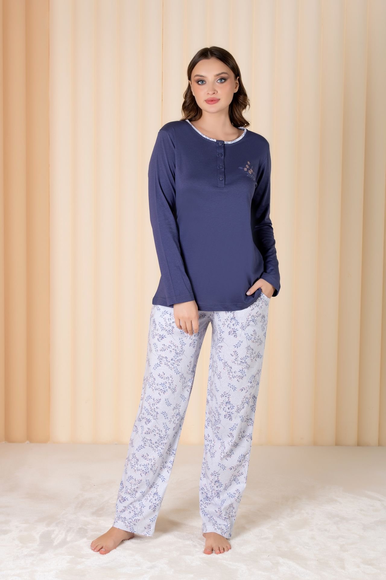 Over Sleep Uzun Kol Yazlık Kadın Pijama Takım