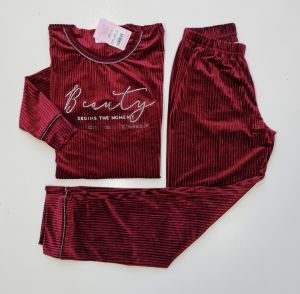 Mihra Kadın Fitilli Kadife Pijama Takım