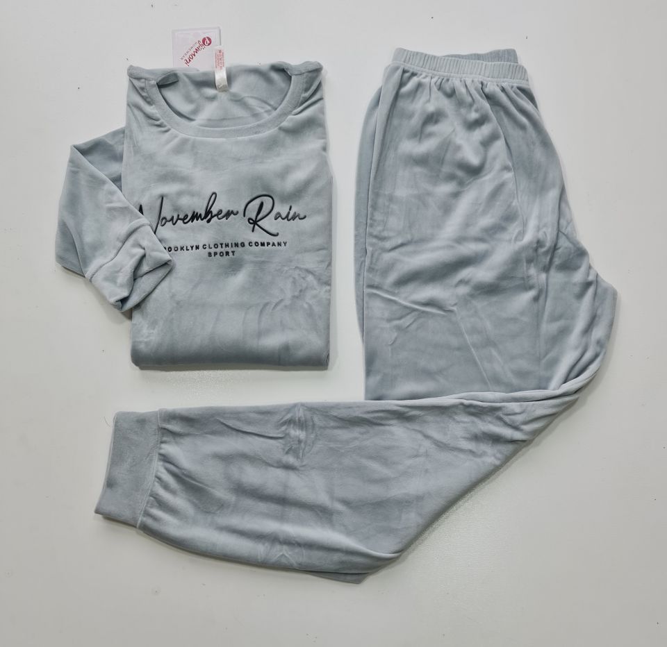 Pijamoni Kadın Battal Kadife Pijama Takım