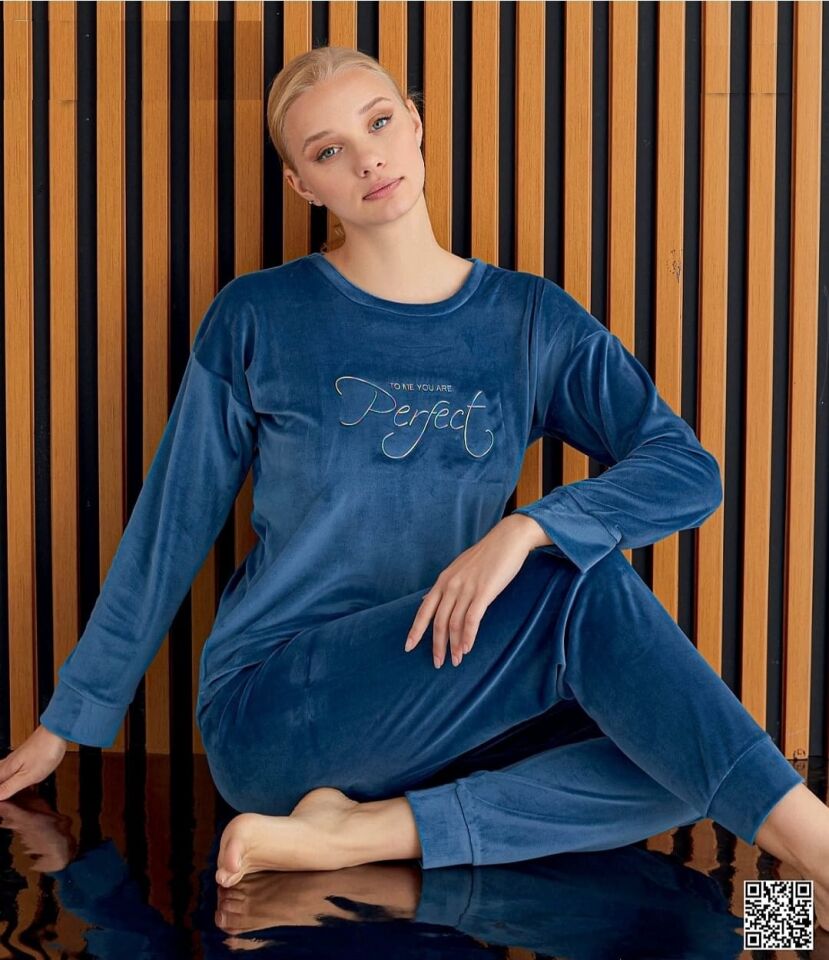 Pijamoni Kadın Kadife Pijama Takım