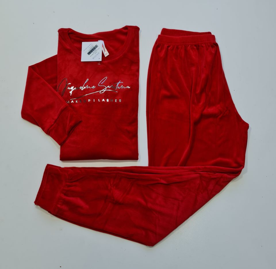 Pijamoni Kadın Battal Kadife Pijama Takım