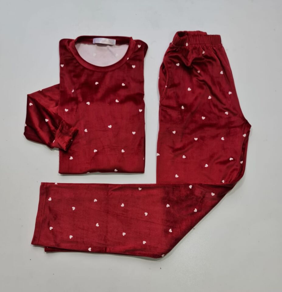 Alimer Kadın Bordo Kadife Pijama Takım