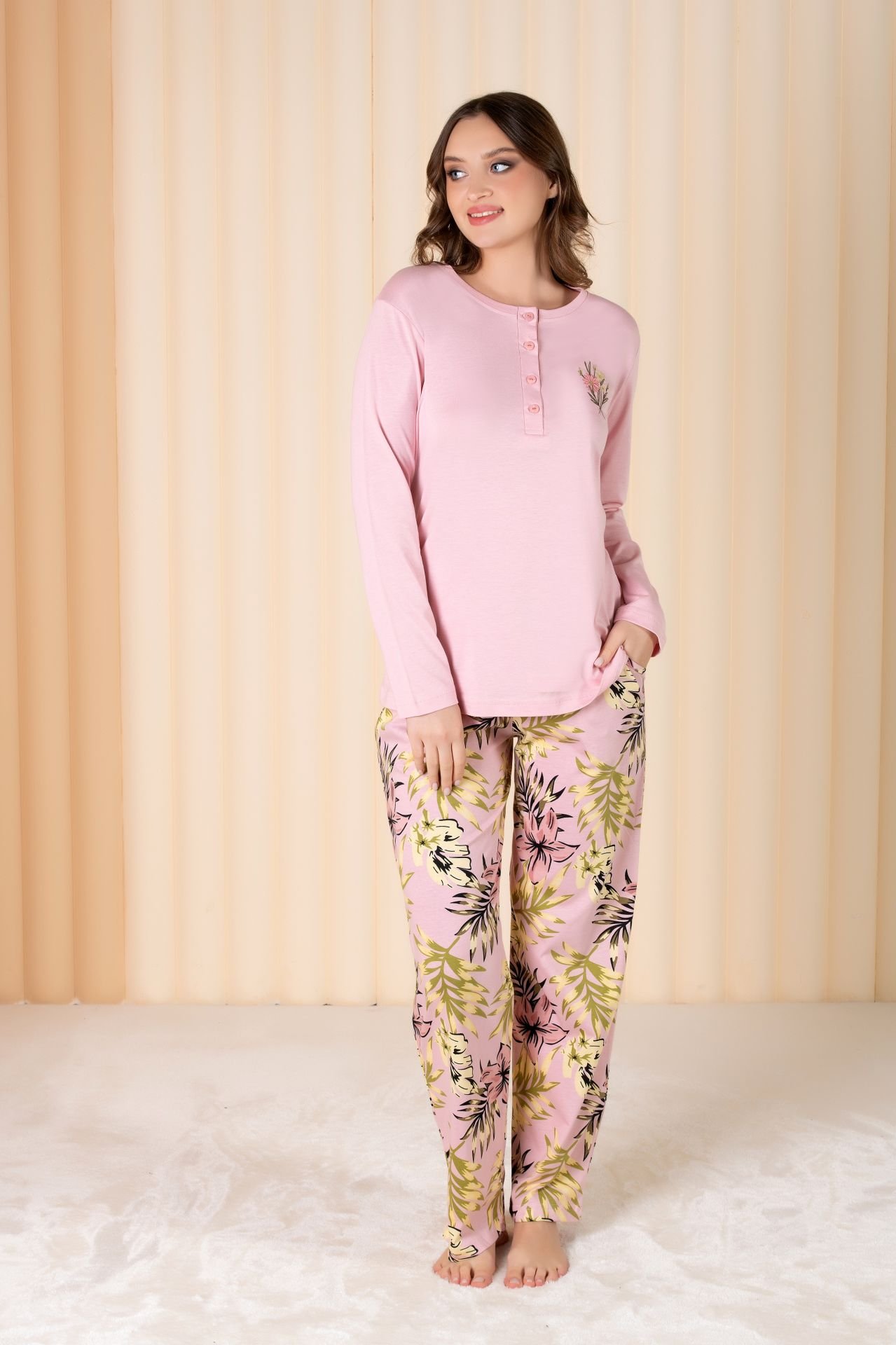 Over Sleep Uzun Kol Yazlık Kadın Pijama Takım