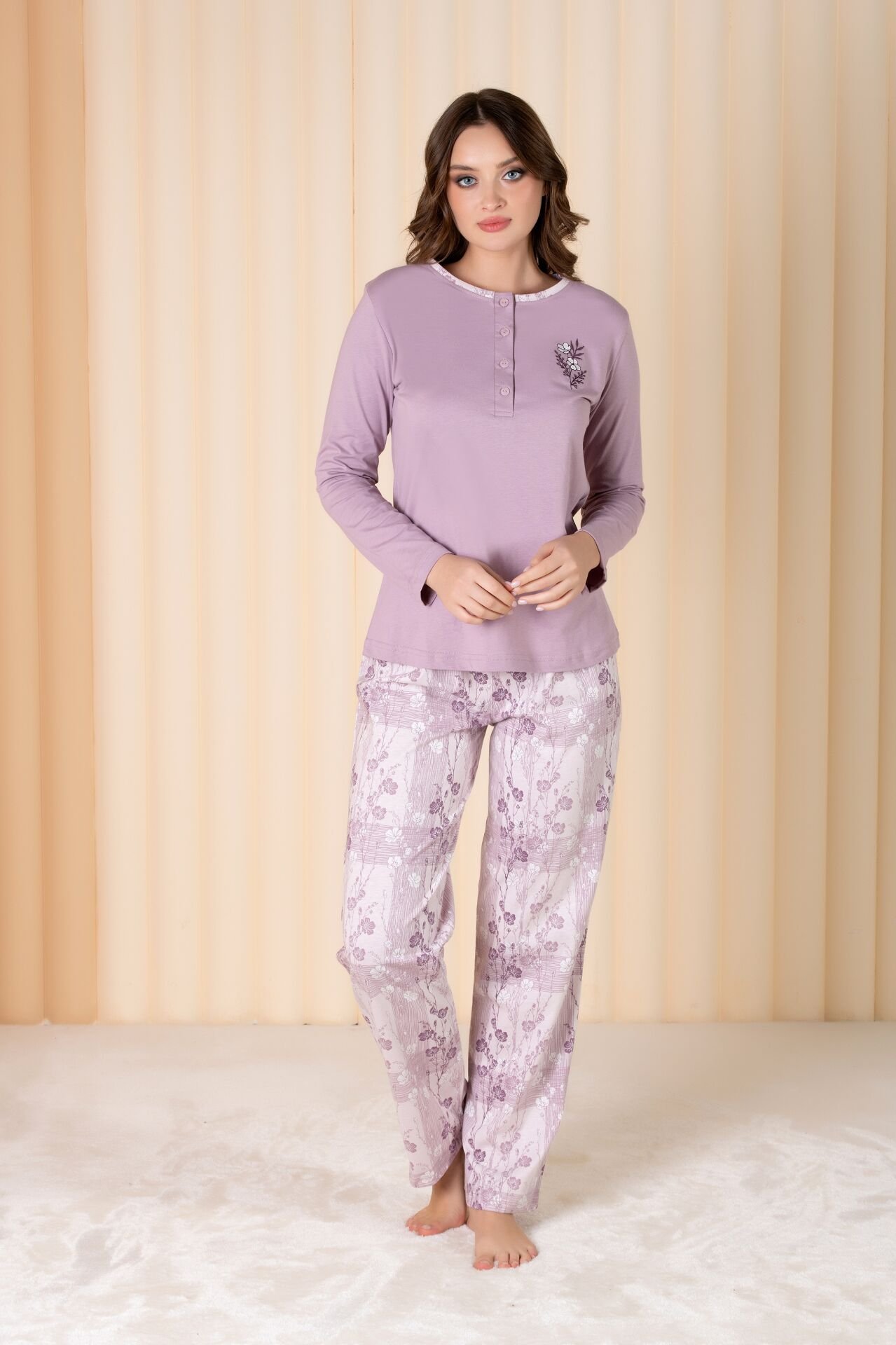 Over Sleep Uzun Kol Yazlık Kadın Pijama Takım