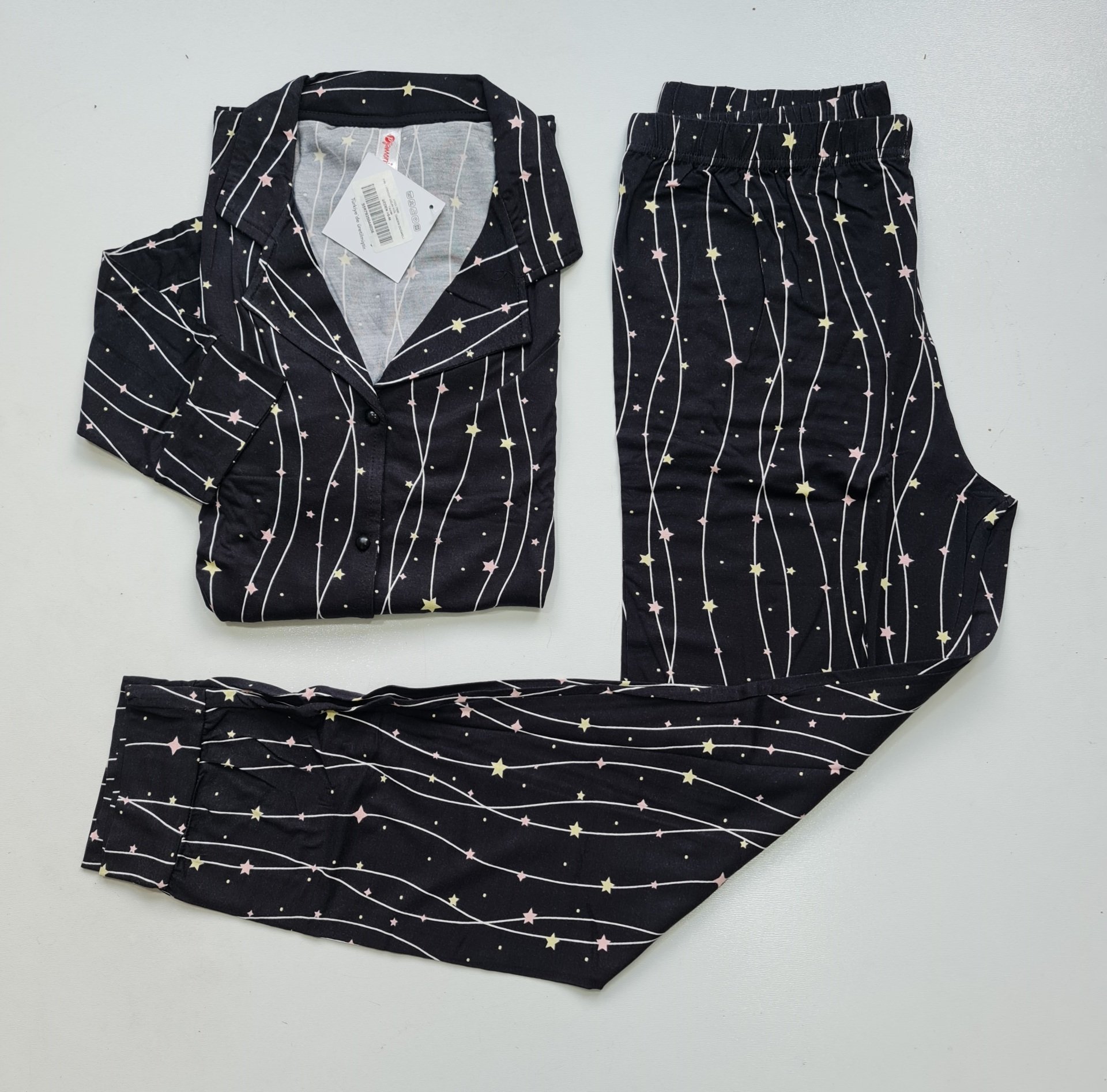 Pijamoni Uzun Kol Yazlık Kadın Pijama Takım
