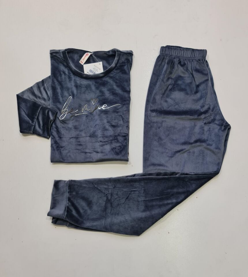 Pijamoni Kadın Manşetli Kadife Pijama Takım