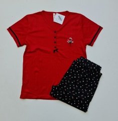 Pijamoni Kısa Kol Yazlık Kadın Pijama Takım