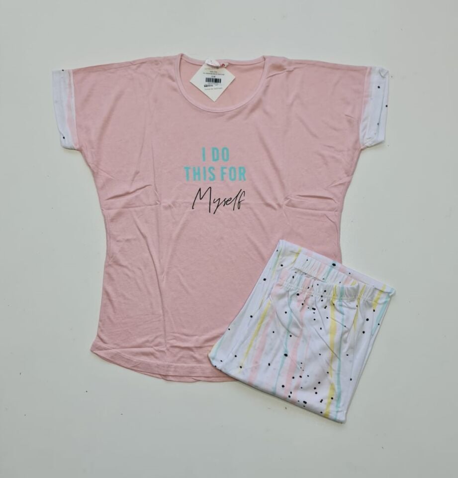 Pijamoni Kısa Kol Yazlık Kadın Pijama Takım