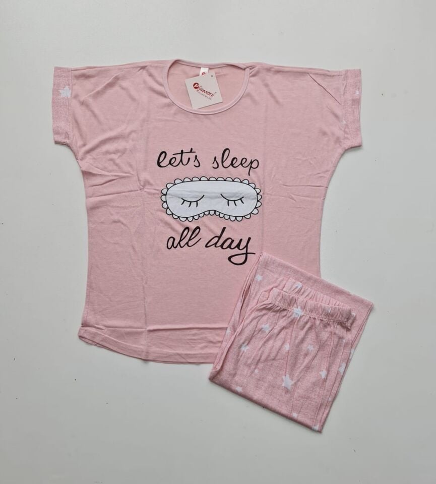 Pijamoni Kısa Kol Yazlık Kadın Pijama Takım