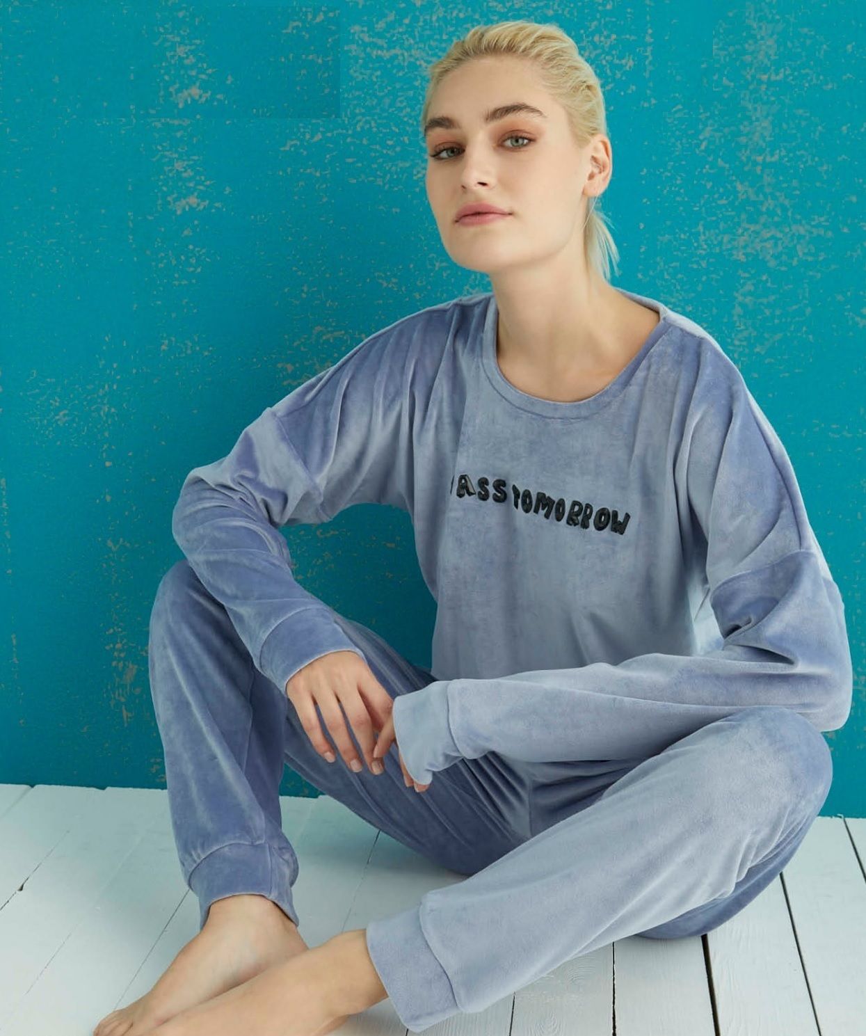 Pijamoni Kadın Kadife Pijama Takım