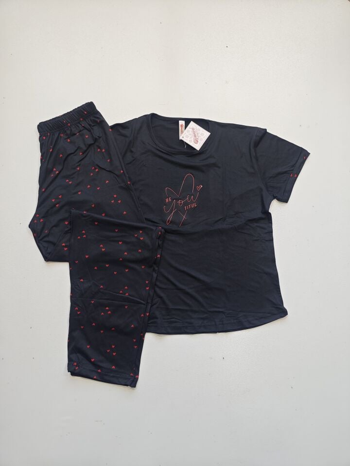 Pijamoni Kısa Kol Yazlık Kadın Pijama Takım