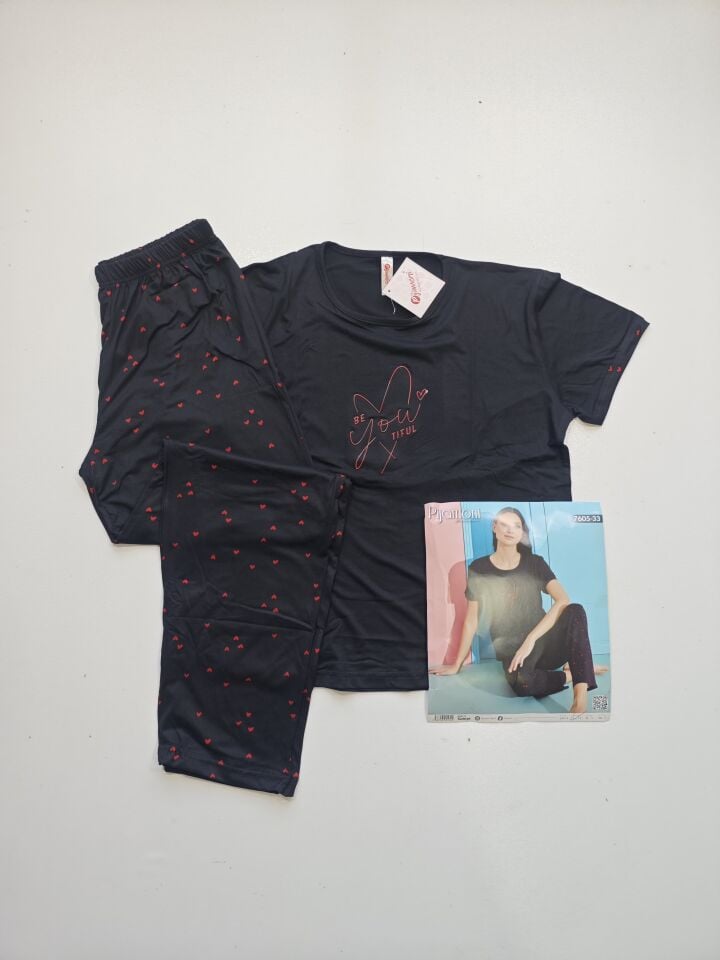 Pijamoni Kısa Kol Yazlık Kadın Pijama Takım