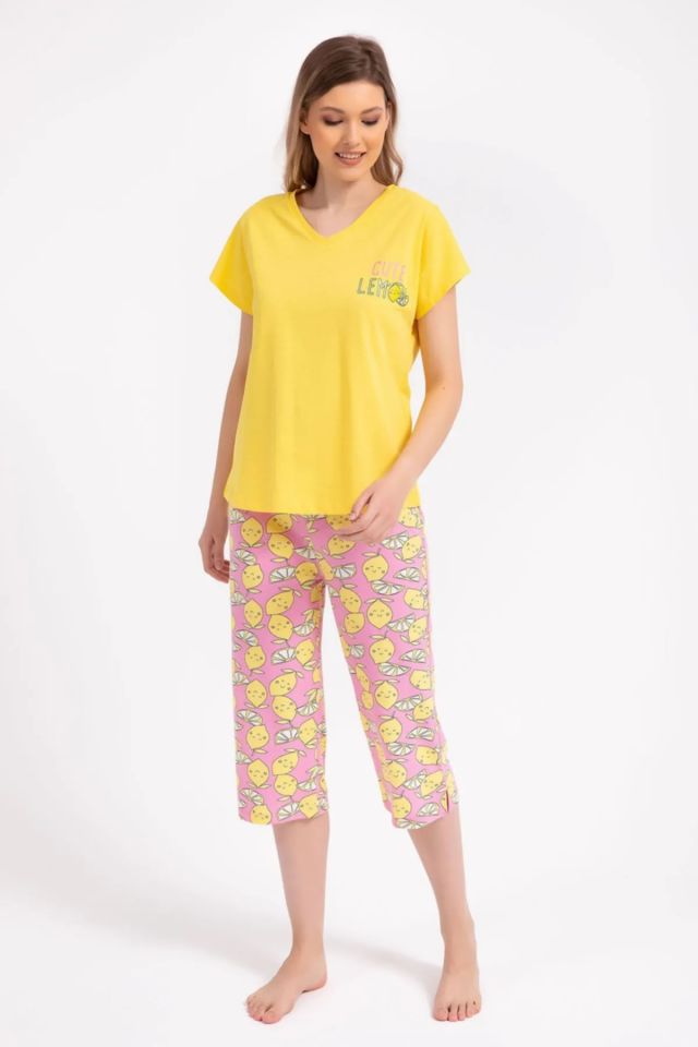 Arnetta Kısa Kol Yazlık Kadın Kapri Pijama Takım