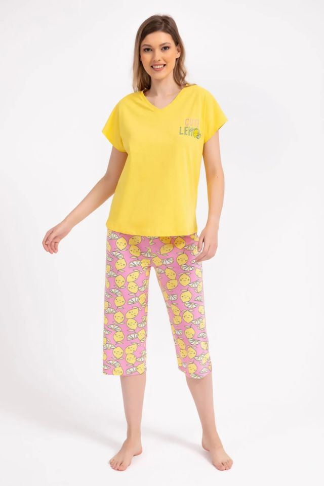 Arnetta Kısa Kol Yazlık Kadın Kapri Pijama Takım