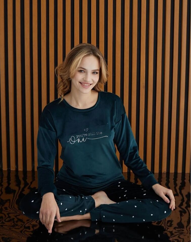 Pijamoni Kadın Kadife Pijama Takım