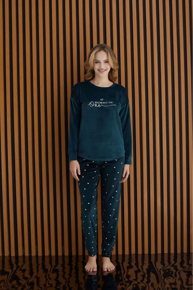 Pijamoni Kadın Kadife Pijama Takım