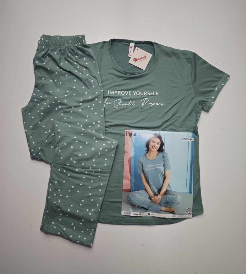 Pijamoni Kısa Kol Yazlık Kadın Pijama Takım