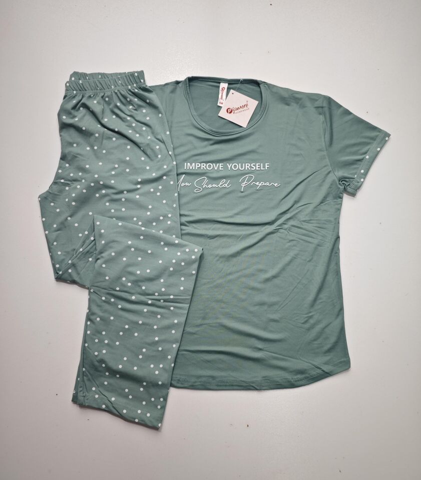 Pijamoni Kısa Kol Yazlık Kadın Pijama Takım