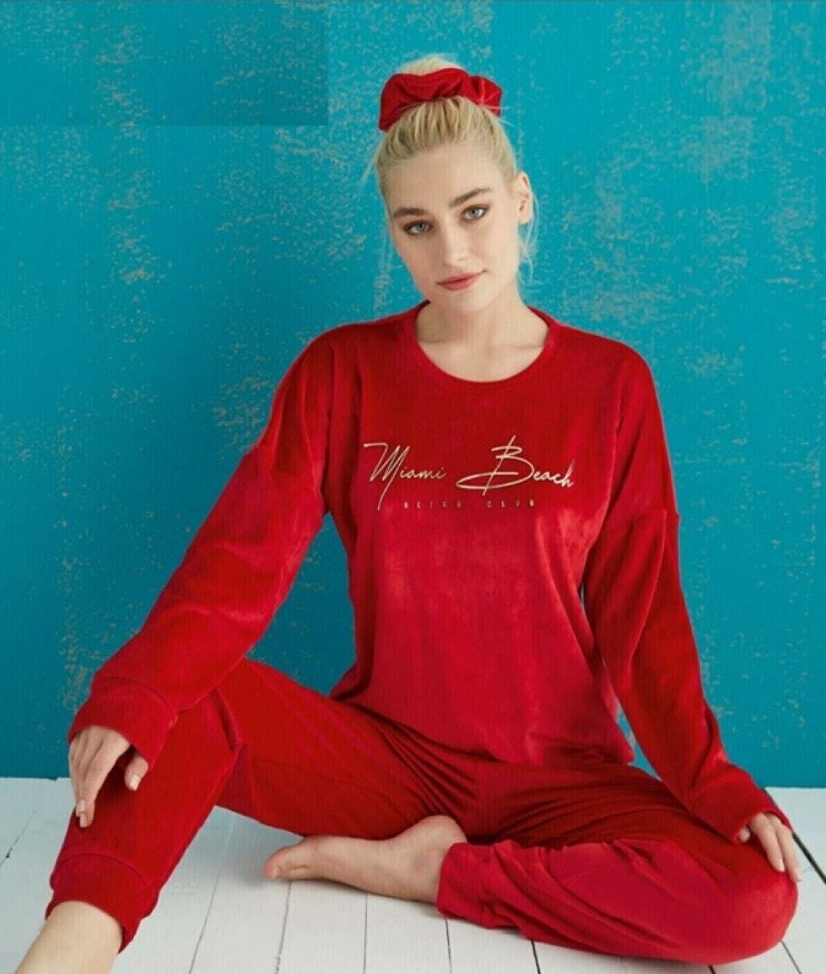Pijamoni Kadın Kadife Pijama Takım
