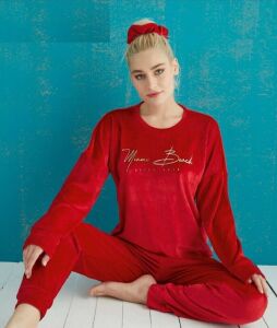 Pijamoni Kadın Kadife Pijama Takım