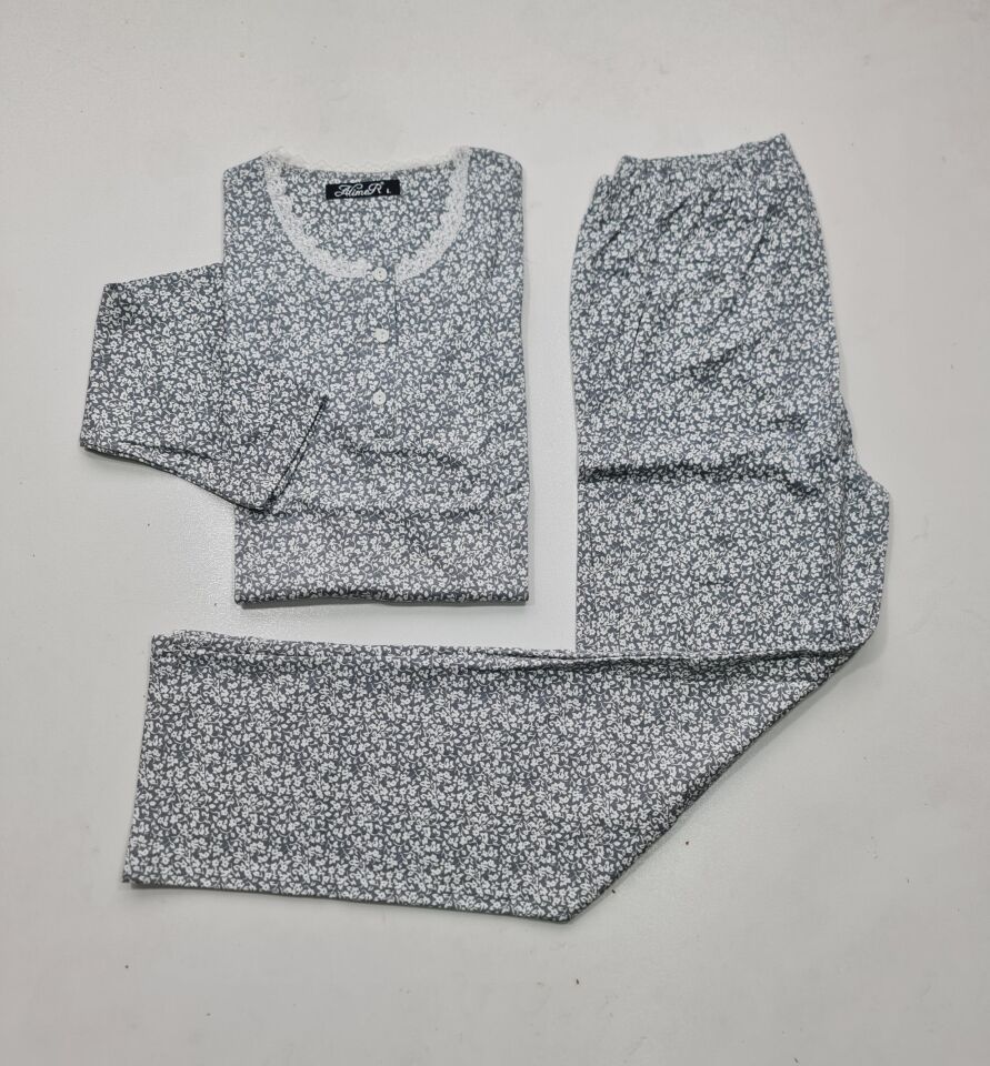 Kadın Leopar Uzun Kol Kadın Pijama Takım