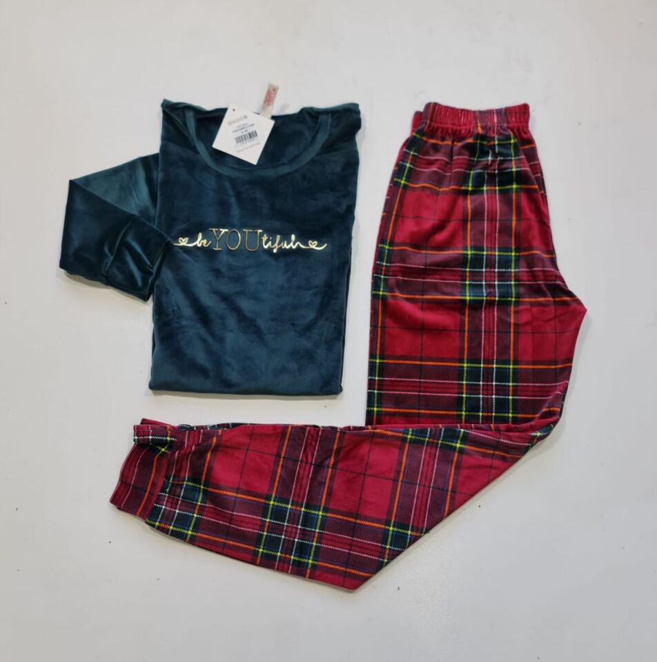 Pijamoni Kadın Kadife Pijama Takım