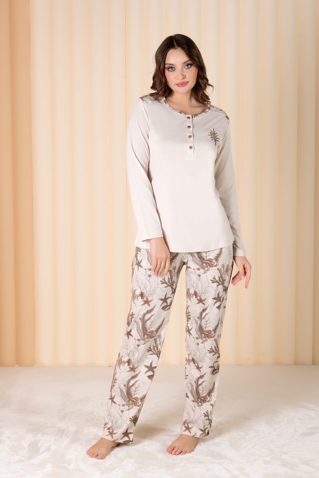 Over Sleep Uzun Kol Yazlık Kadın Pijama Takım