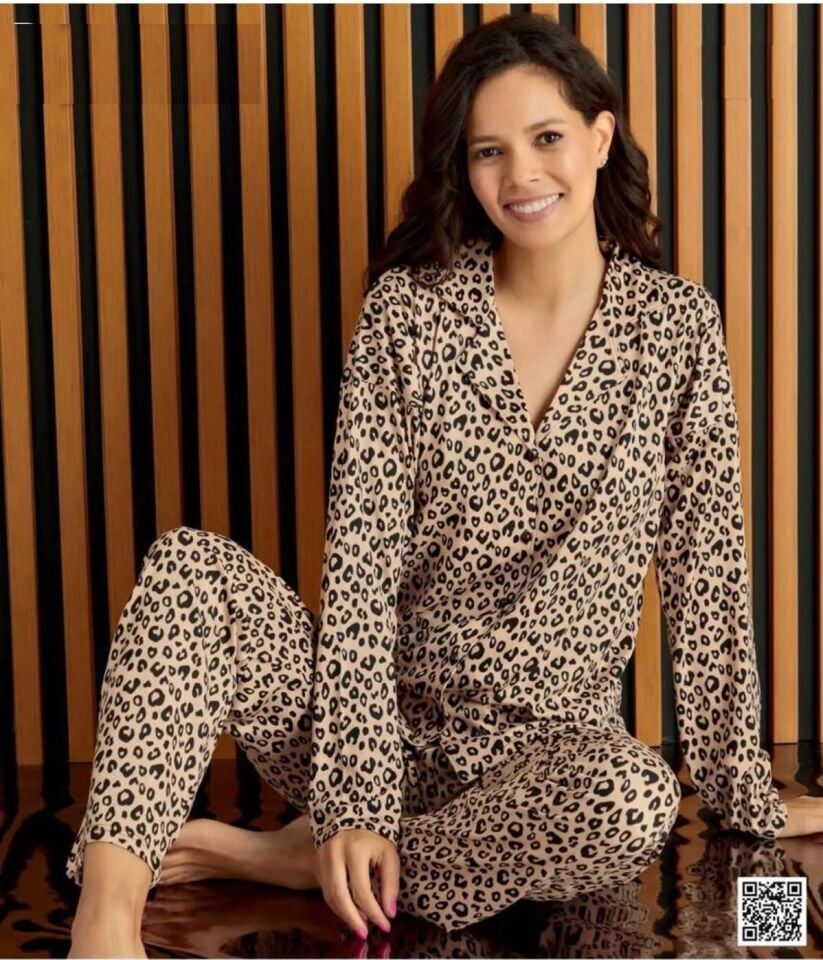 Pijamoni Uzun Kol Yazlık Kadın Pijama Takım