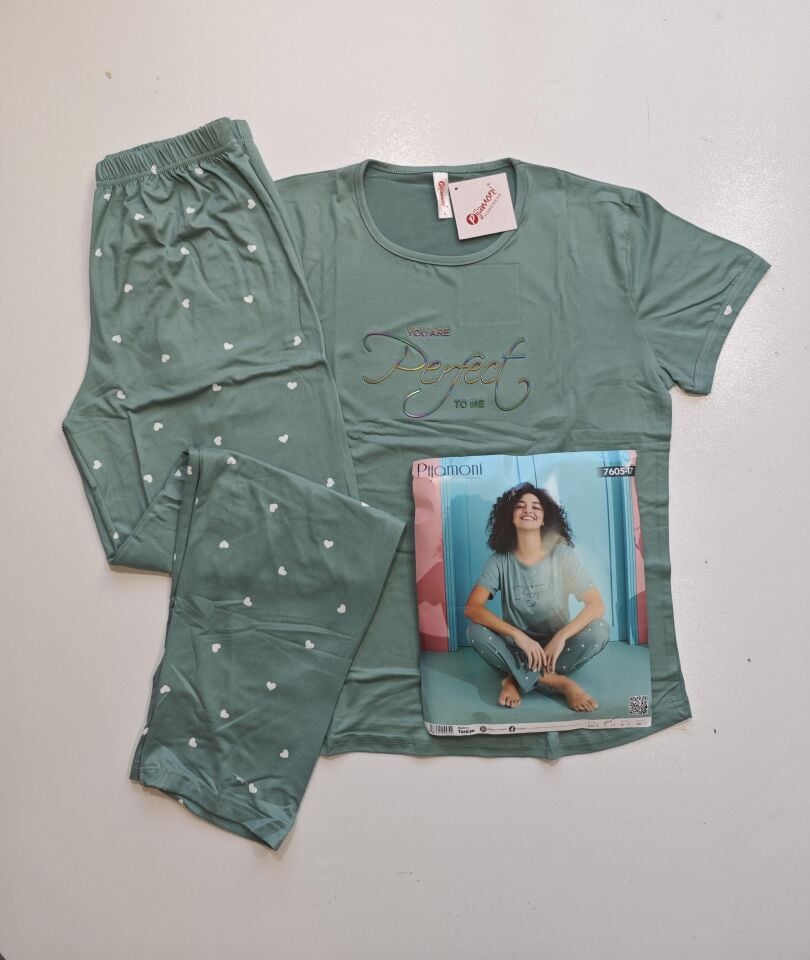 Pijamoni Kısa Kol Yazlık Kadın Pijama Takım