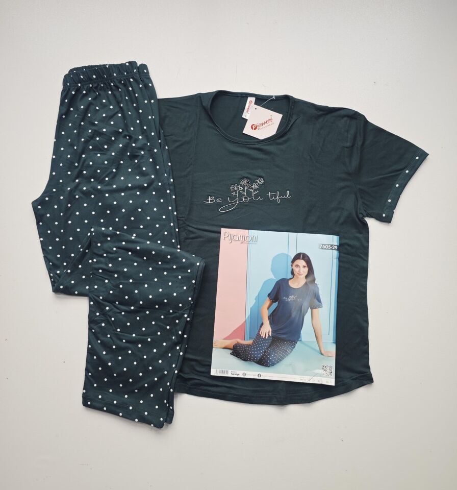 Pijamoni Kısa Kol Yazlık Kadın Pijama Takım