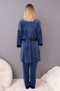 Mihra Kadın Kadife Üçlü Pijama Takım