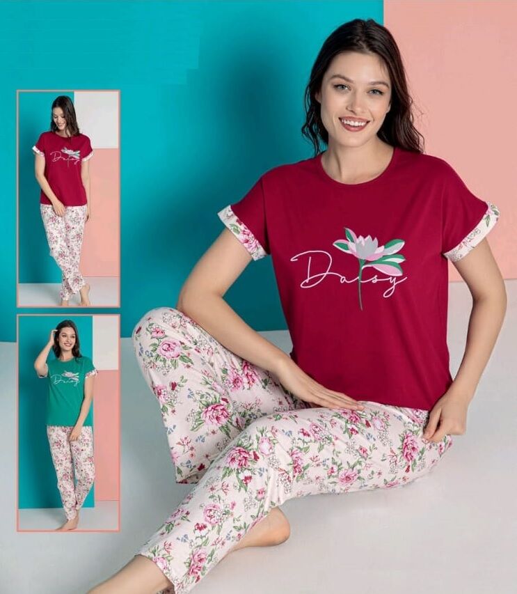 Senfoni Kısa Kol Yazlık Kadın Yeşil Pijama Takım