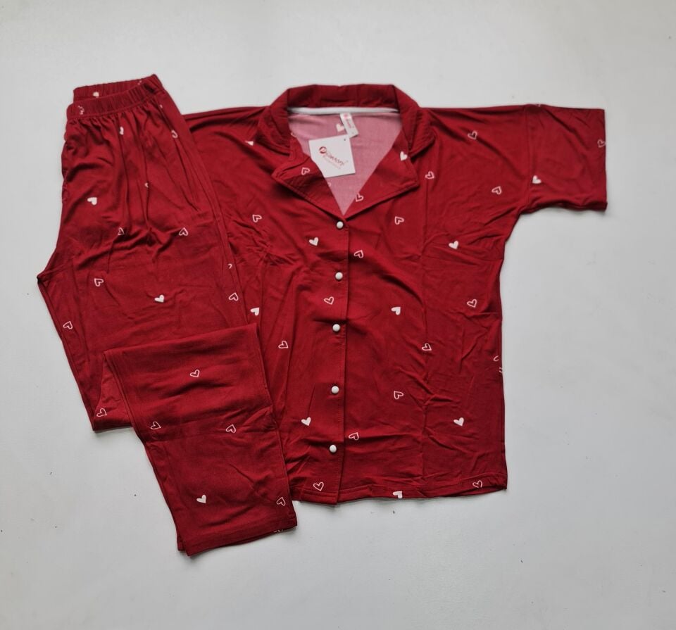 Pijamoni Kısa Kol Yazlık Kadın Pijama Takım