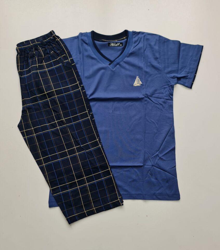 Alimer Kısa Kol Yazlık Erkek Kapri Pijama Takım