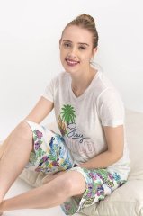 Arnetta Kısa Kol Yazlık Kadın Kapri Pijama Takım